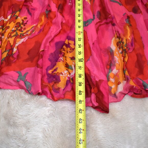 Her Destiny Hot Pink Floral Maxi Skirt XL Boho Tropical Resort Chic, Flowy - Picture 10 of 11